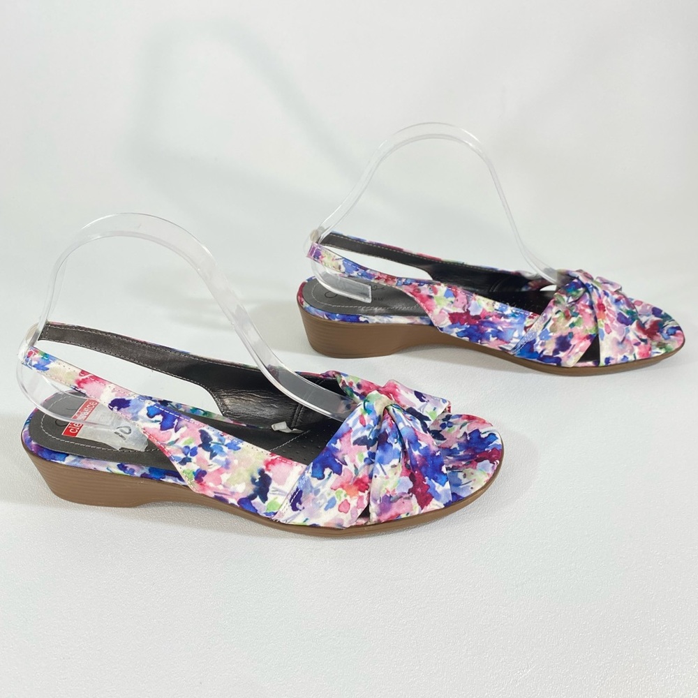 Floral Fabric Slingback Support Flex Sandals Life Stride 10 Soft System Colorful